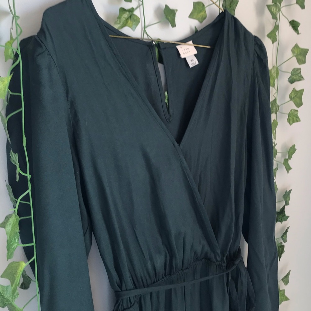 Dark Green Jumpsuit with Shoulder Pads